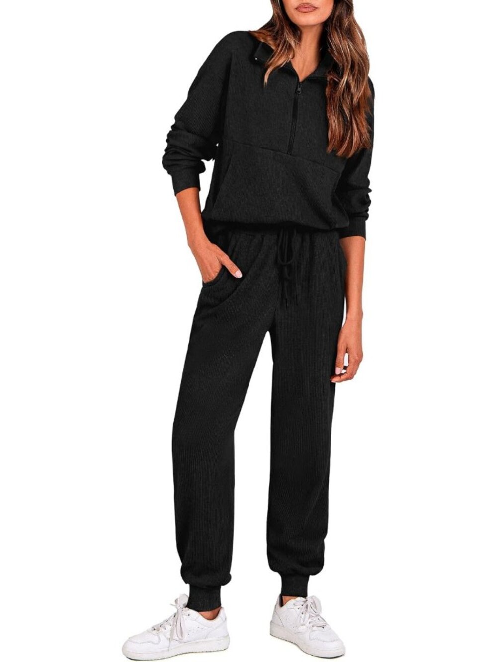Cozy 2-Piece Ribbed Knit Lounge Set for Women - Stylish & Comfortable Outfit